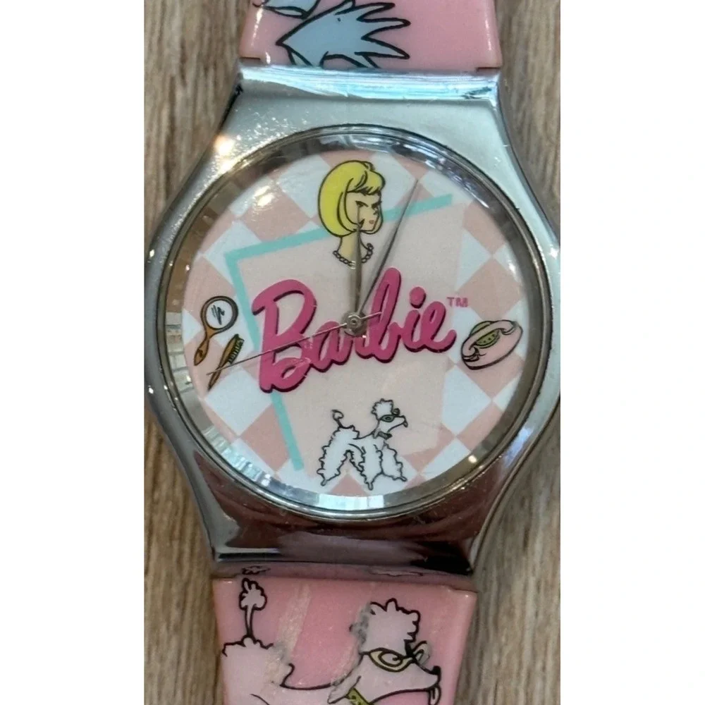 Vintage 90s Barbie Pink Poodle Boutique Graphic Watch